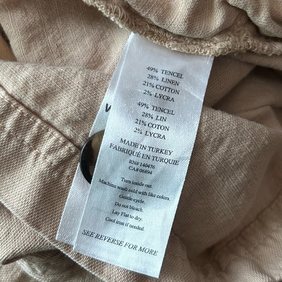 Faherty Arlie Day Short Sleeve Romper in Summer Sand Linen Blend Sz M - Picture 10 of 10